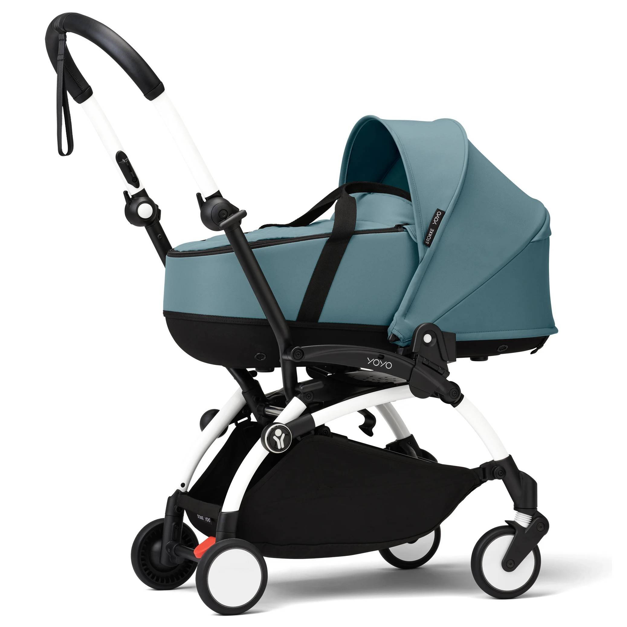 Коляска 2 в 1 Stokke YOYO Newborn Shell White, блакитна люлька