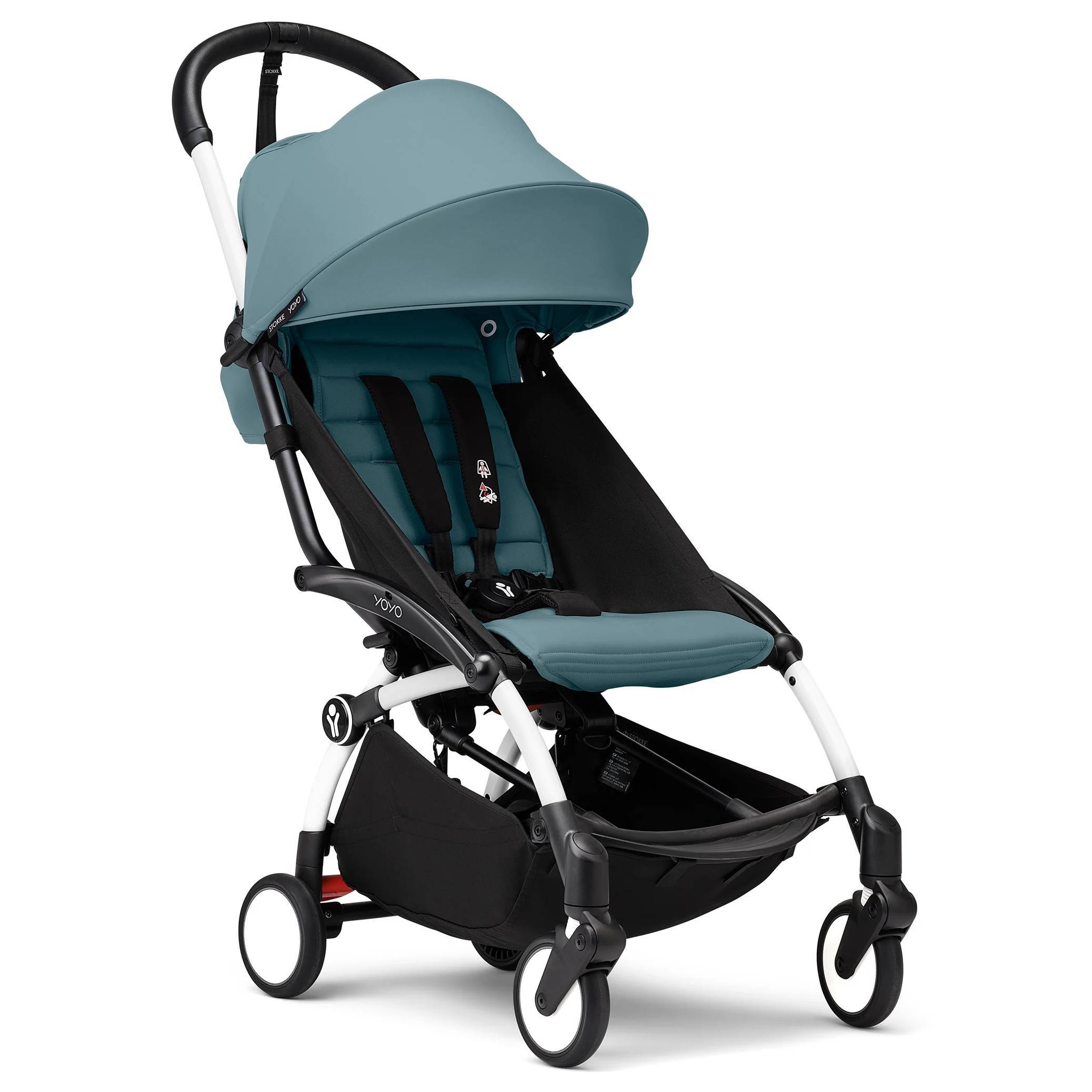 Коляска 2 в 1 Stokke YOYO Newborn Shell White, блакитна прогулянка
