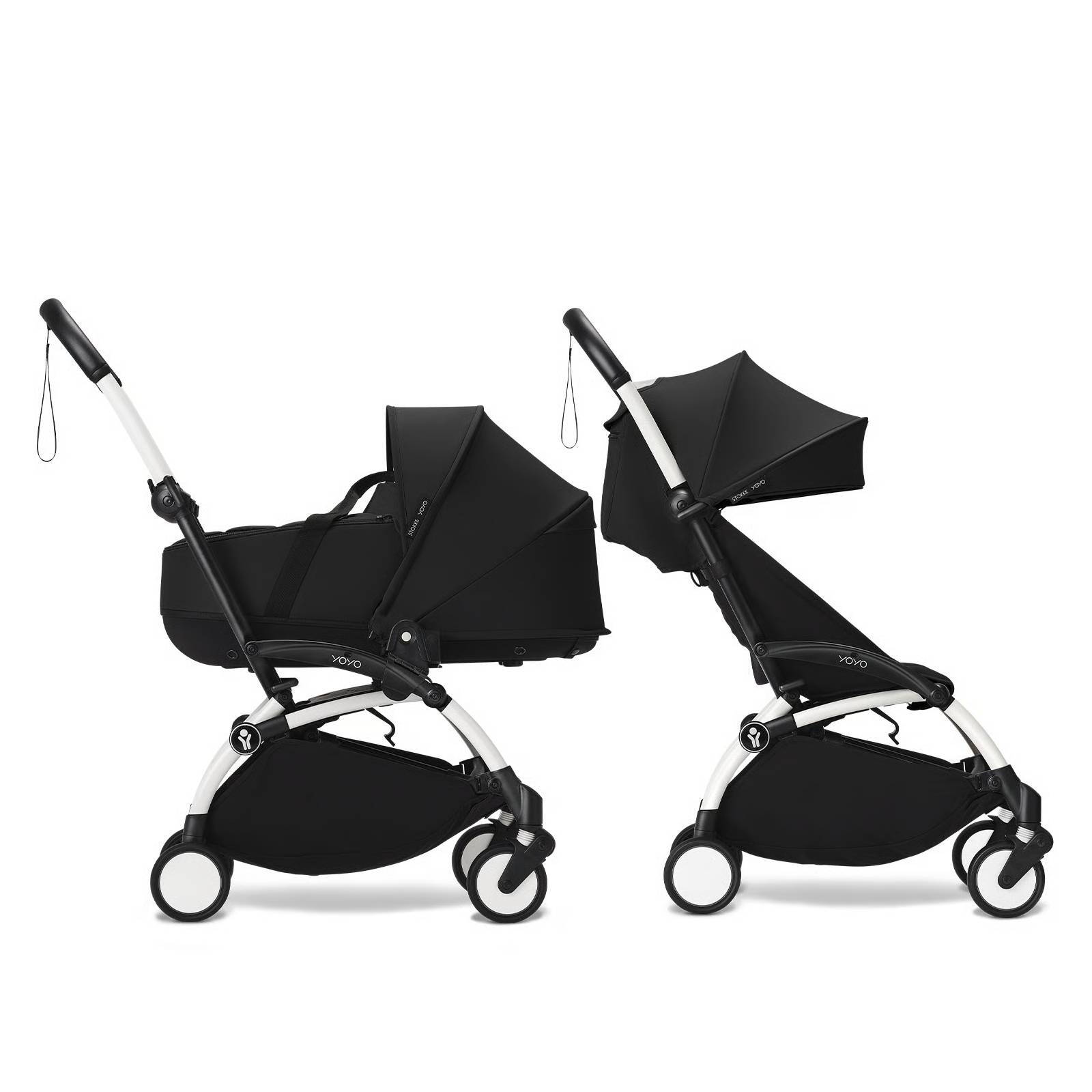 Коляска 2 в 1 Stokke YOYO Newborn Shell White, чорна дві разом