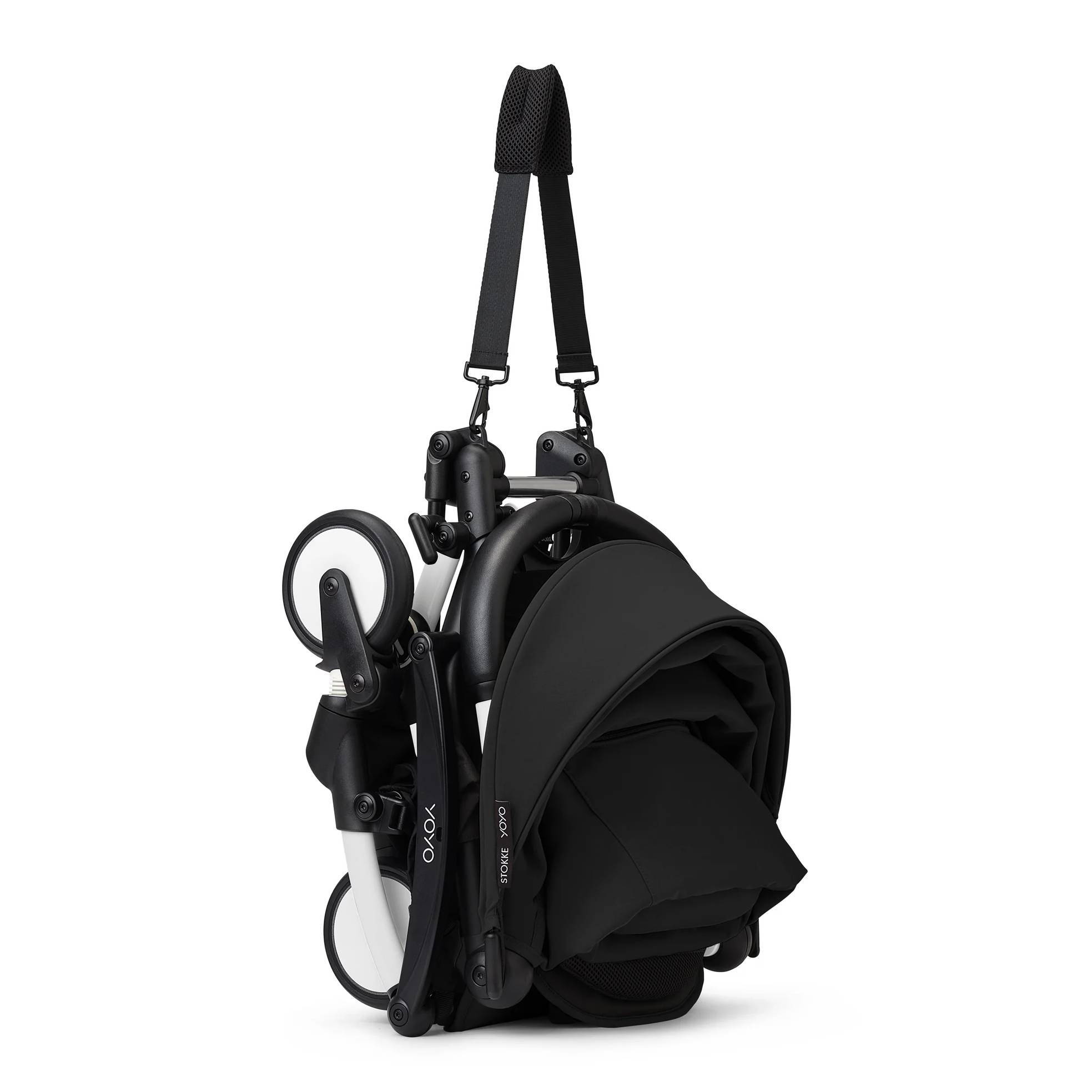 Коляска 2 в 1 Stokke YOYO Newborn Shell White, чорна ремінь