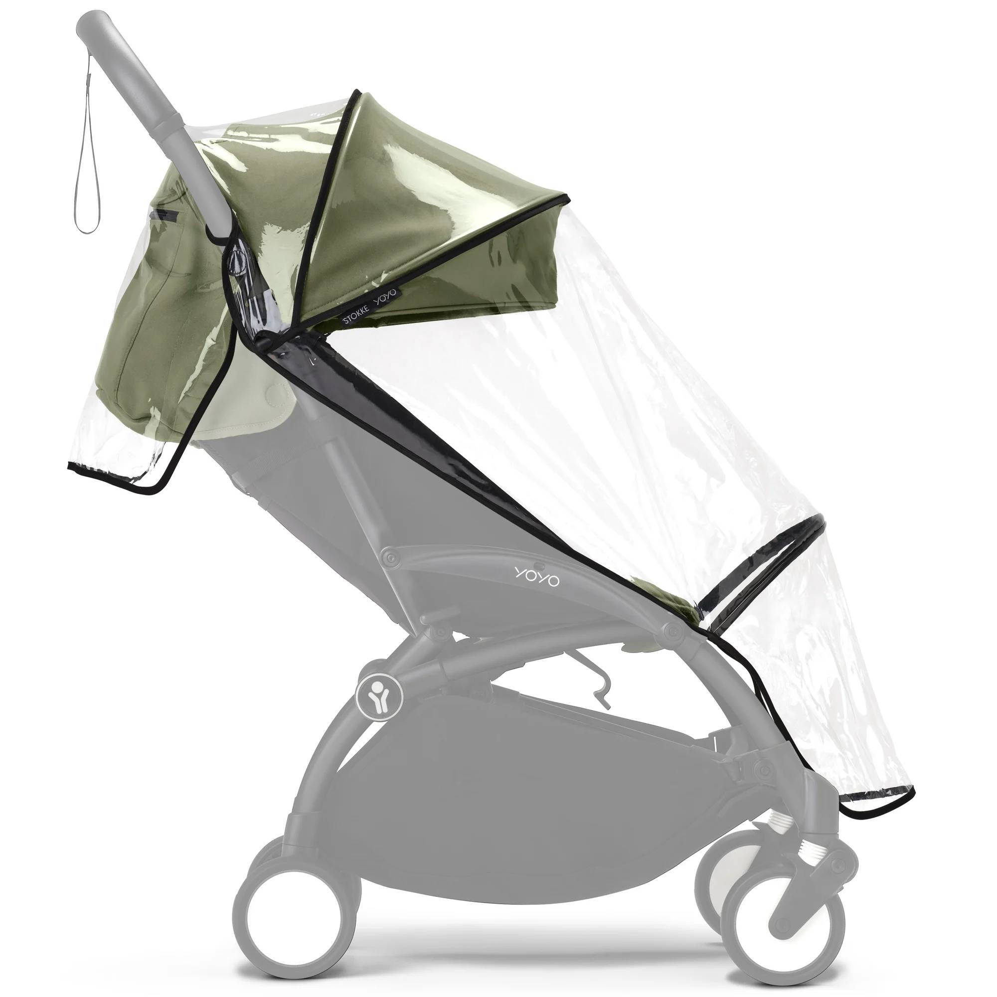 Коляска 2 в 1 Stokke YOYO Newborn Shell White, дощовик зелена