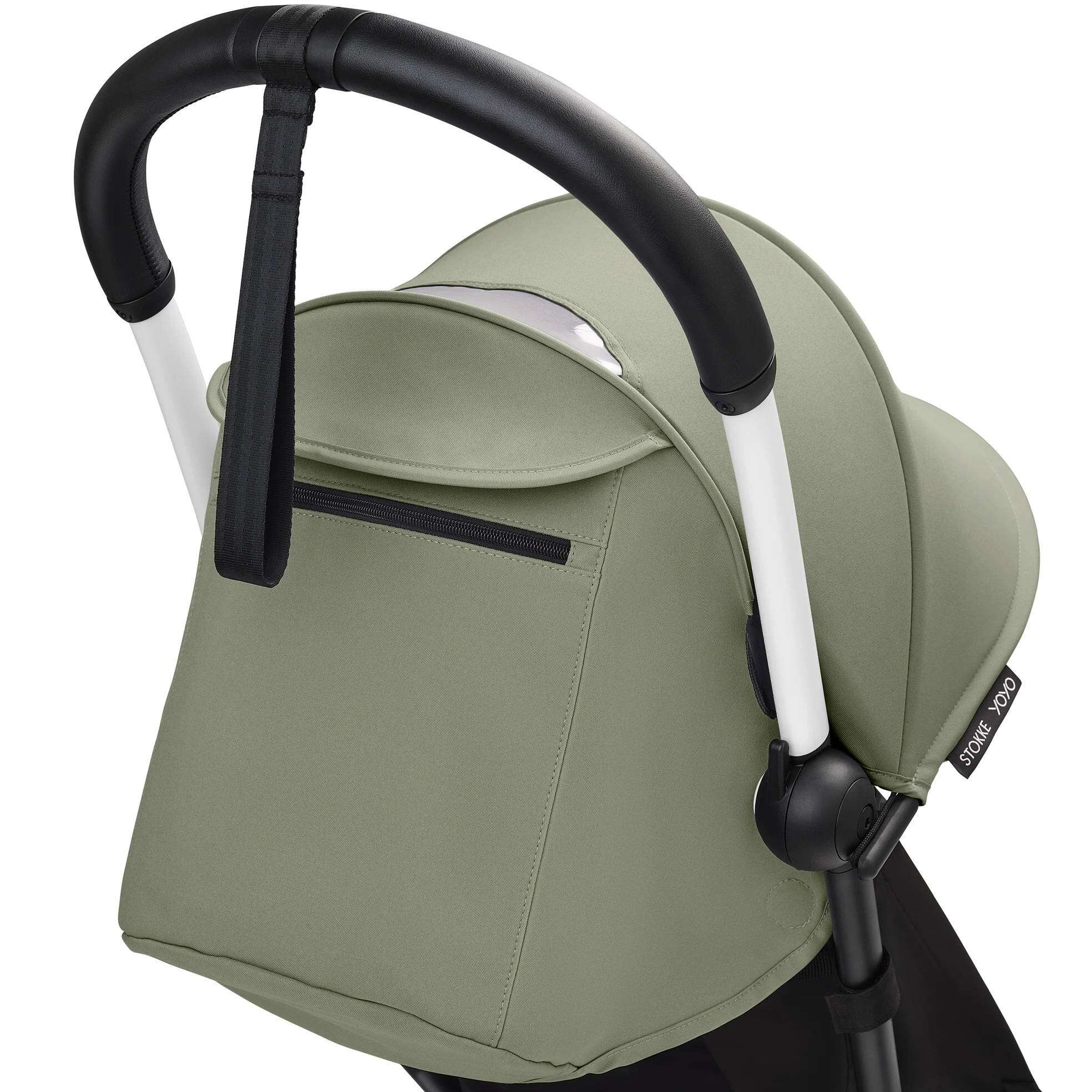 Коляска 2 в 1 Stokke YOYO Newborn Shell White, оливкова капюшон