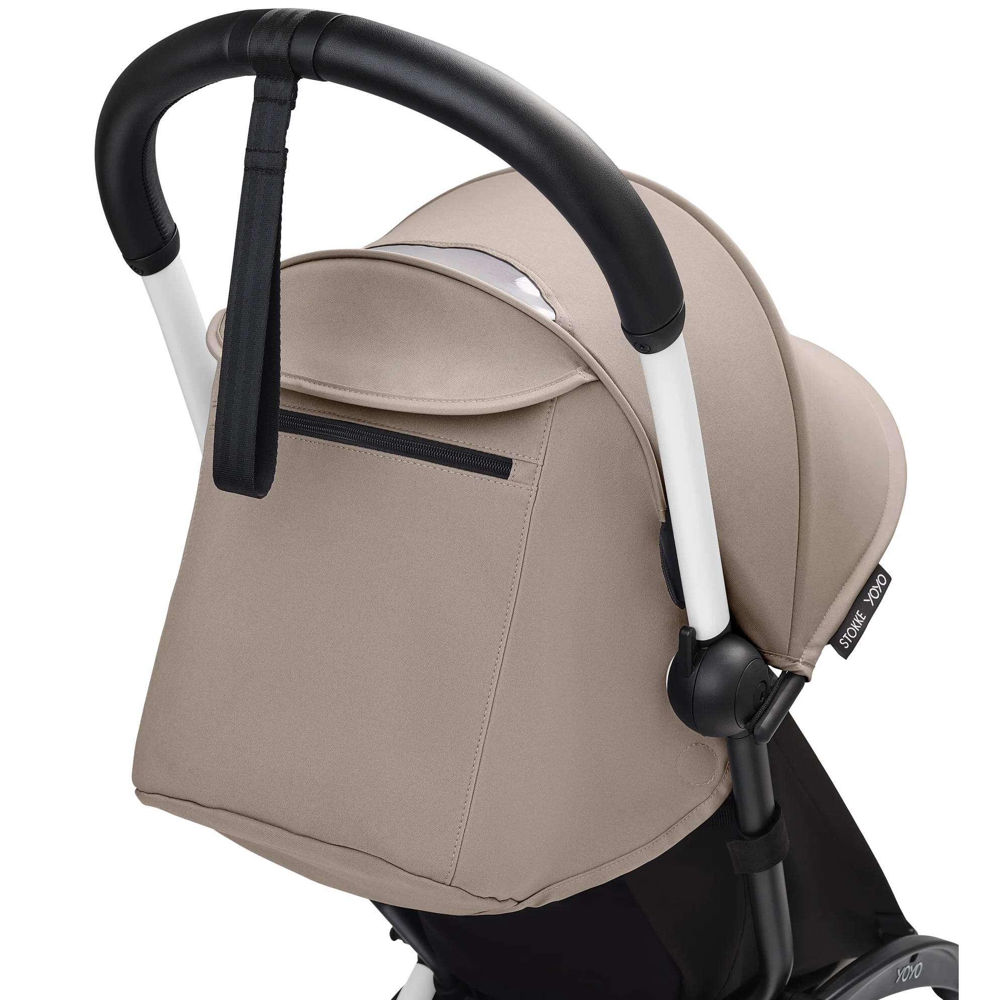 Коляска 2 в 1 Stokke YOYO Newborn Shell White, сумка капюшон бежева