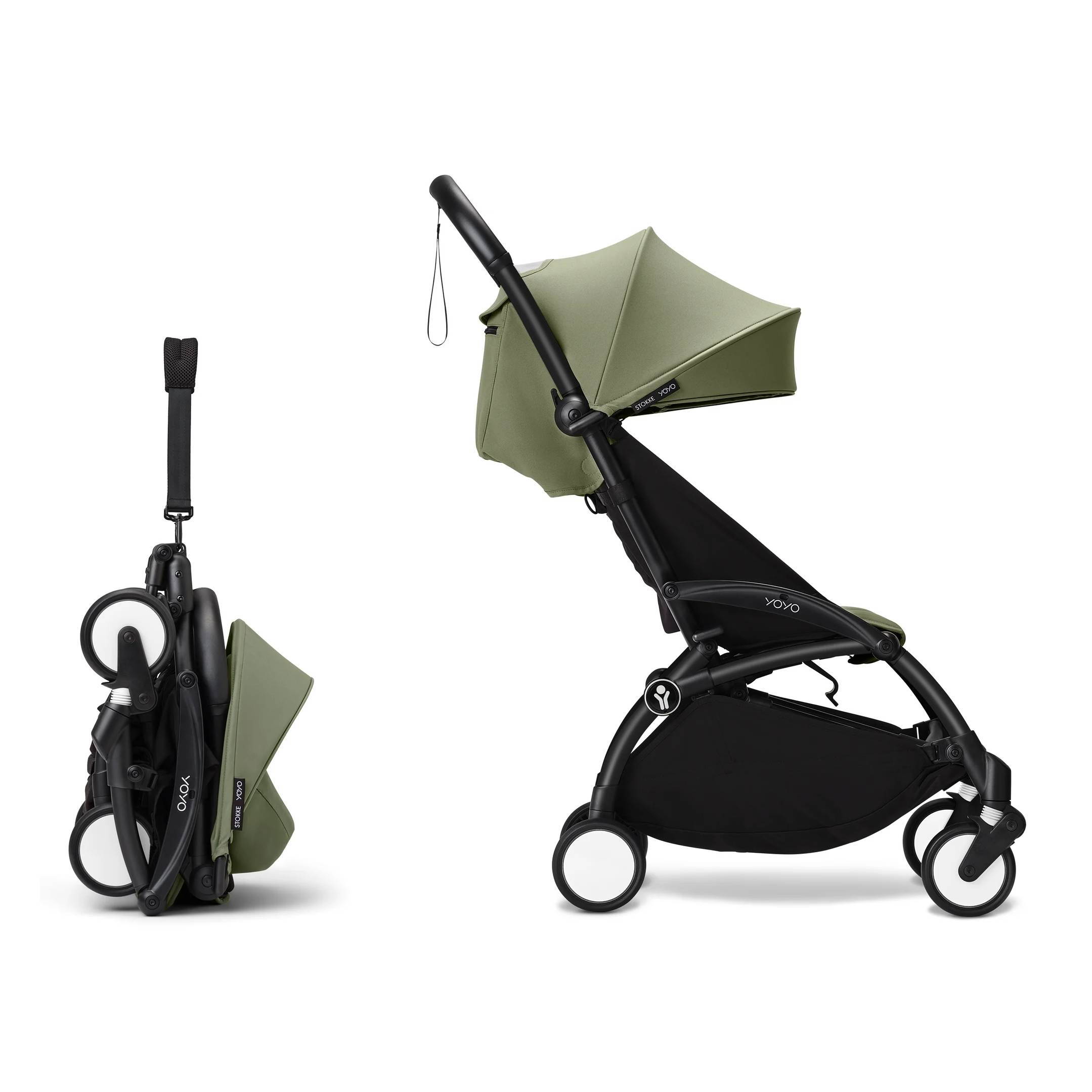 Коляска прогулянкова Stokke YOYO Newborn Shell Black, оливкова складання|