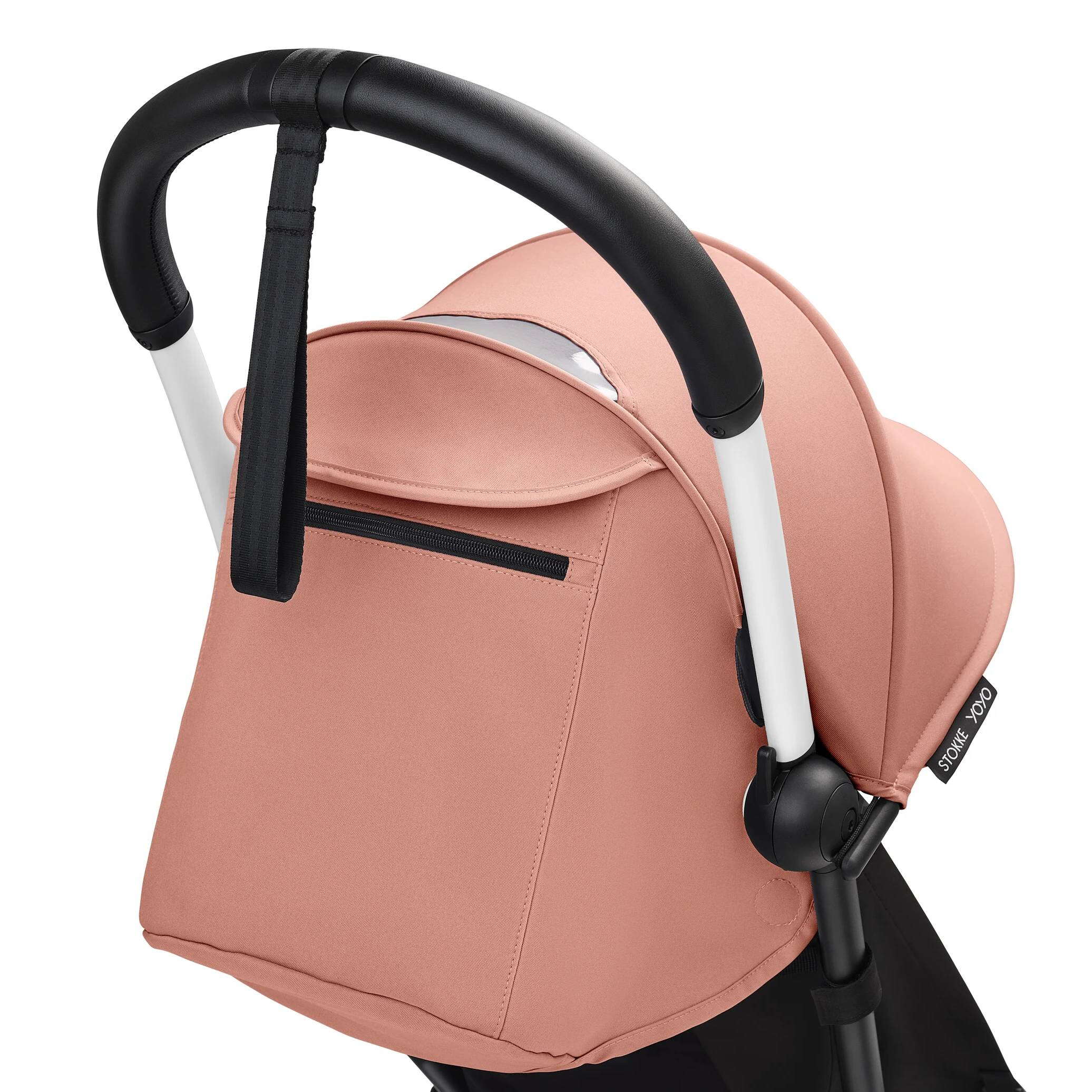 Коляска прогулянкова Stokke YOYO Newborn Shell White, рожева капюшон