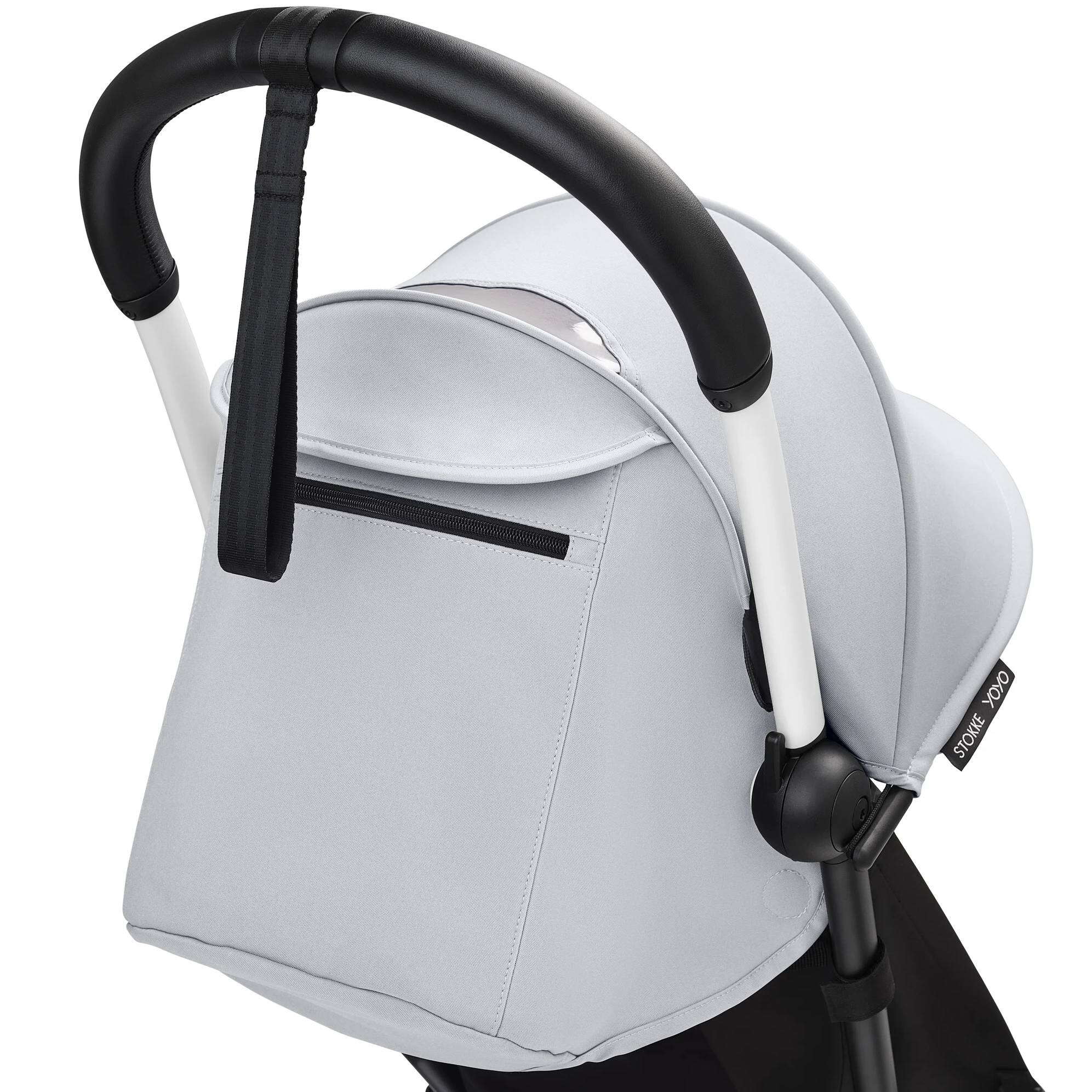 Коляска прогулянкова Stokke YOYO Newborn Shell White, сіра капюшон|
