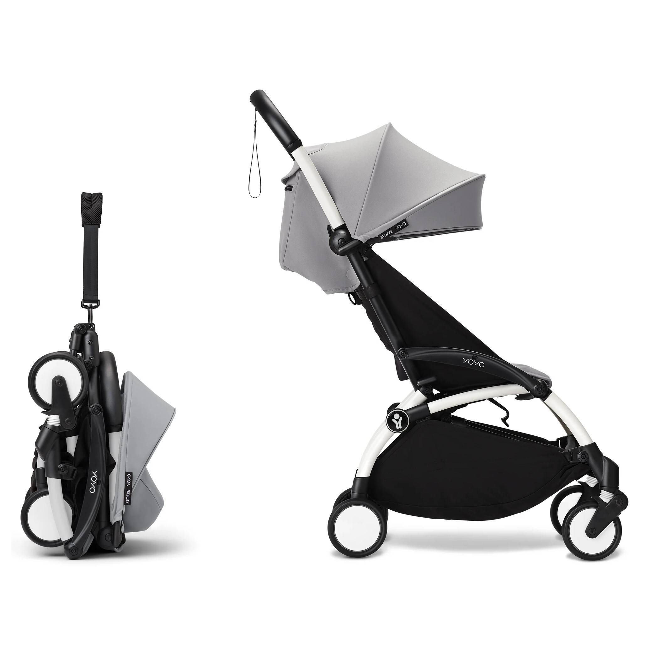 Коляска прогулянкова Stokke YOYO Newborn Shell White, сіра складання|