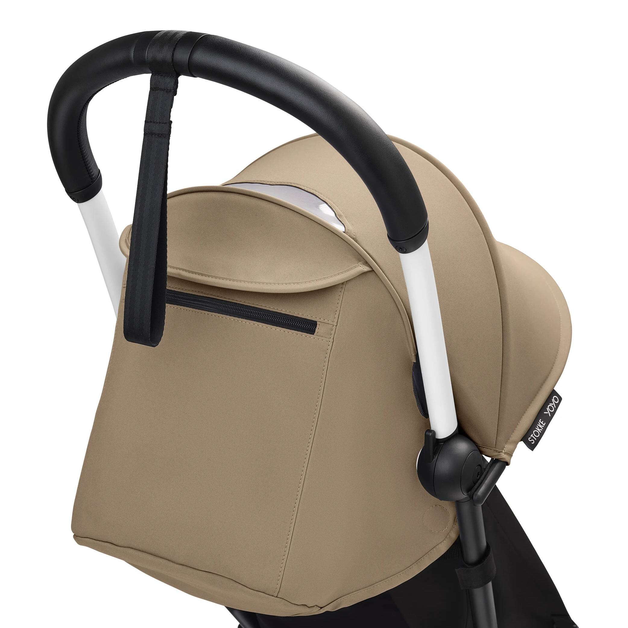 Коляска прогулянкова Stokke YOYO Newborn Shell White, темно-бежева капюшон
