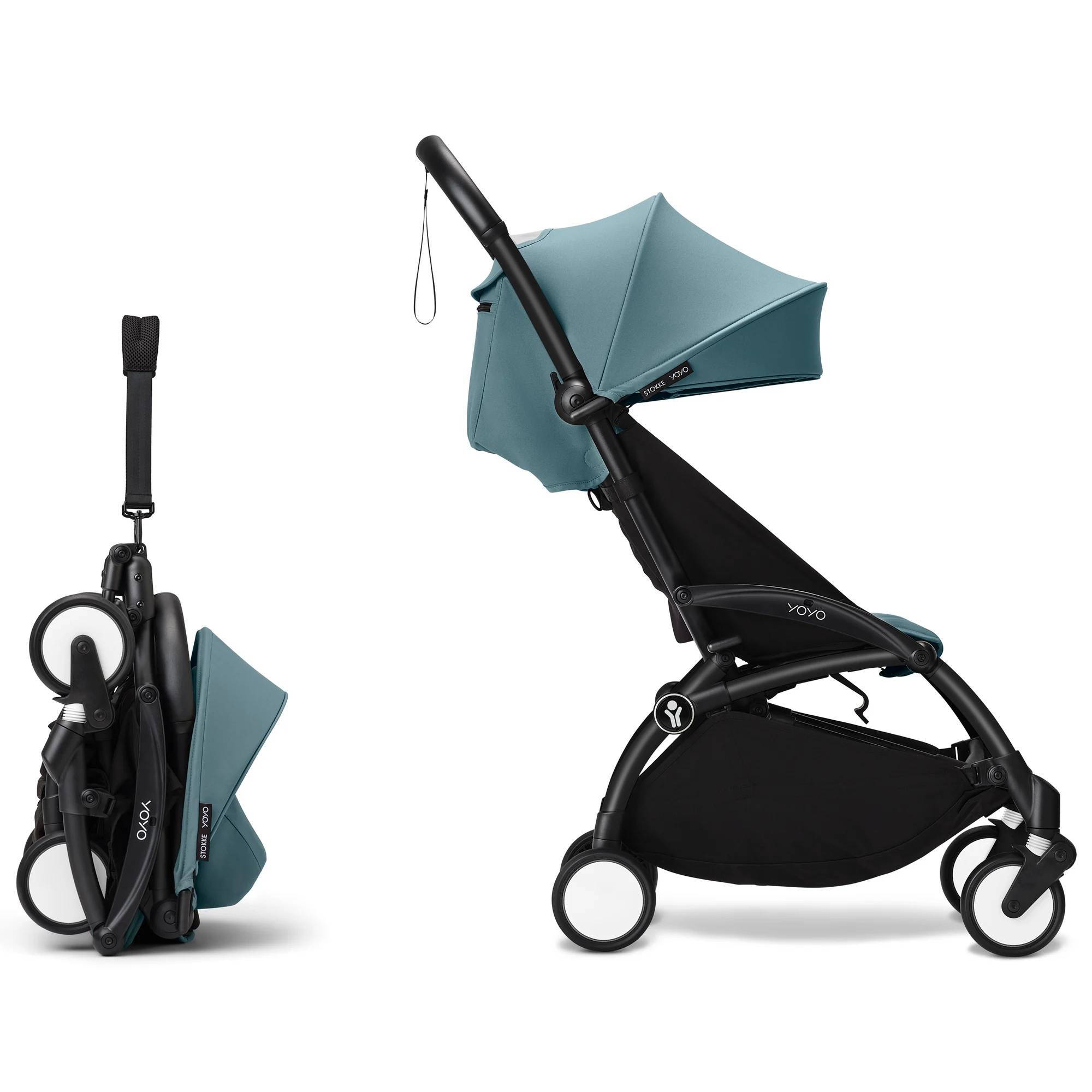 Коляска прогулянкова Stokke YOYO Shell Black, блакитна складання