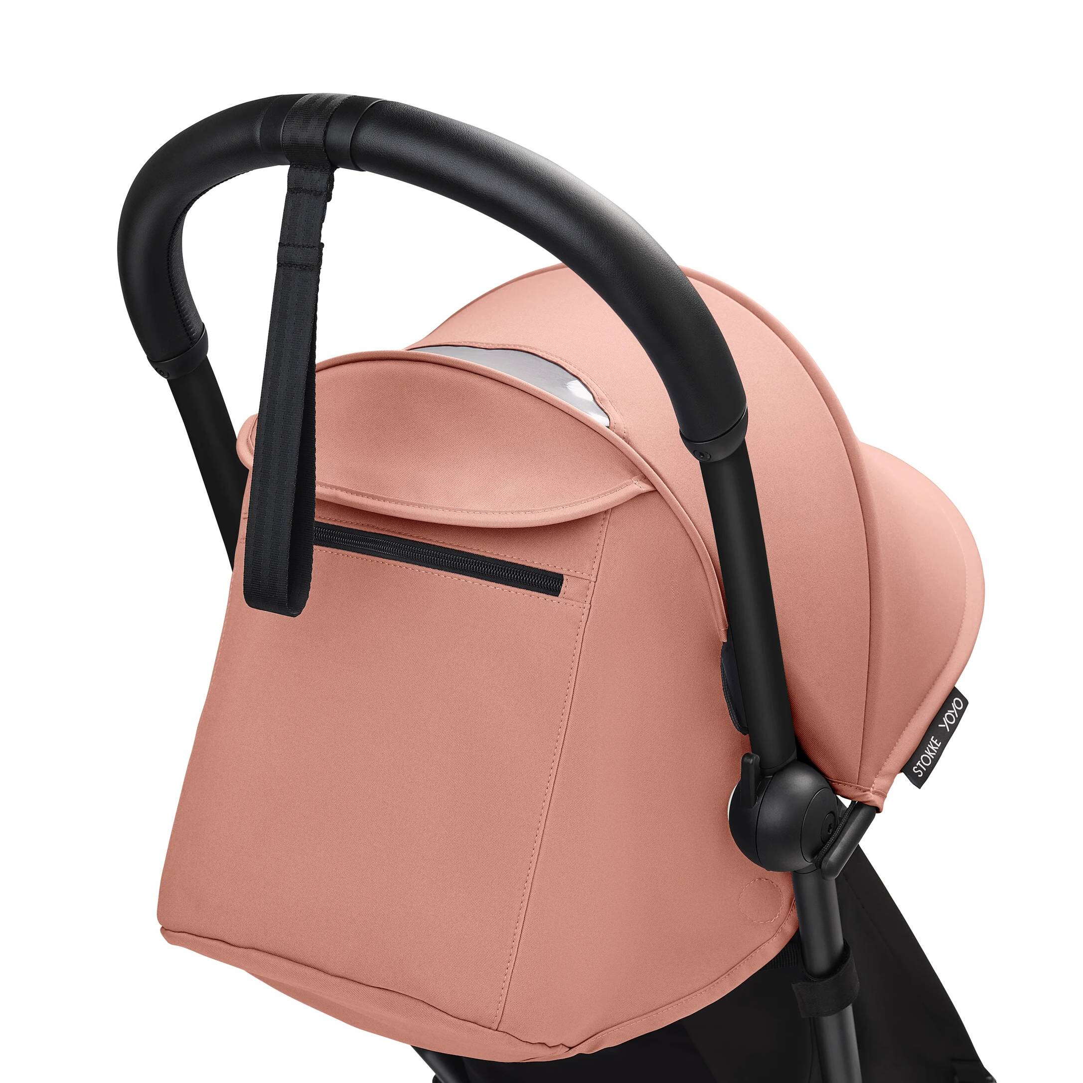 Коляска прогулянкова Stokke YOYO Shell Black, рожева капюшон|