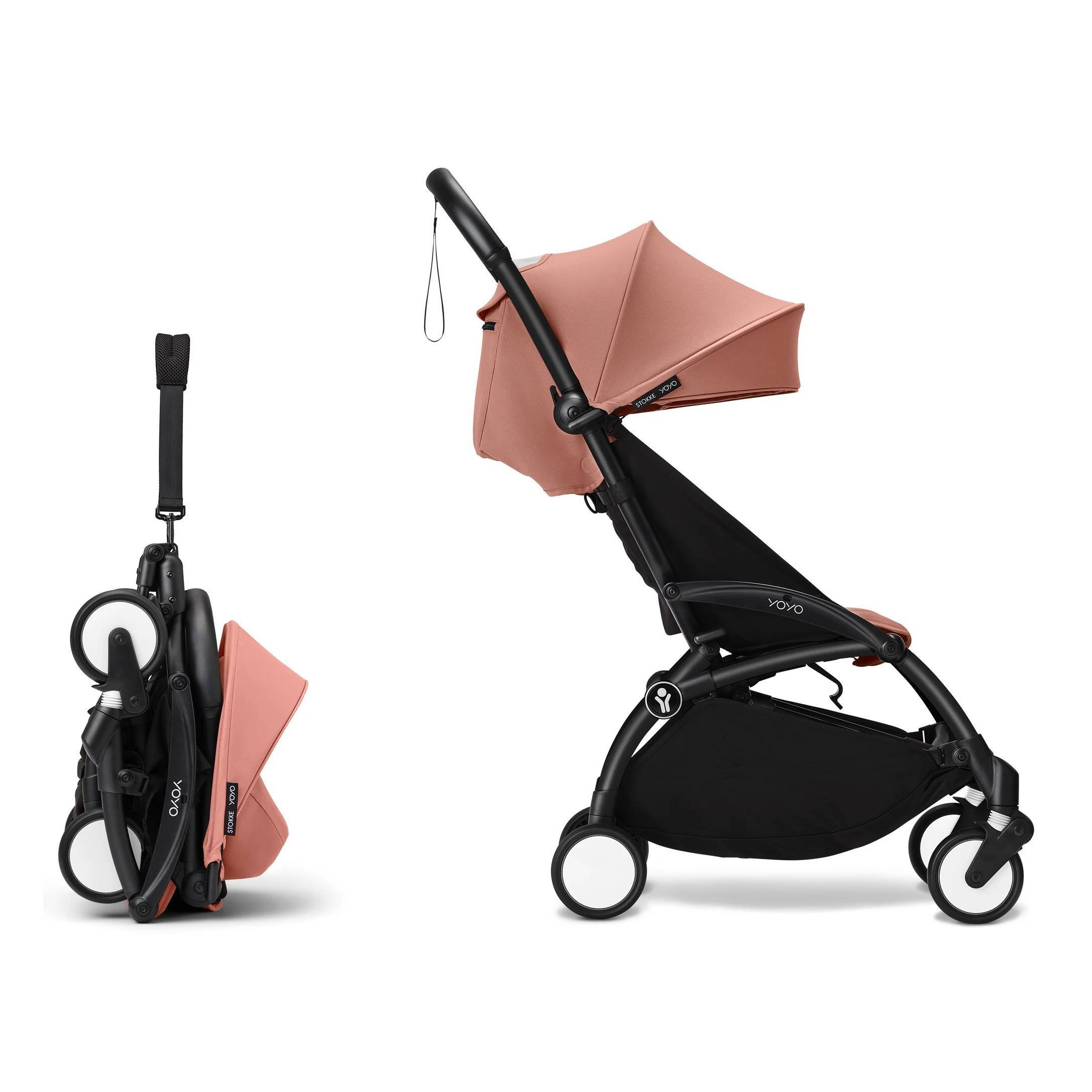 Коляска прогулянкова Stokke YOYO Shell Black, рожева складання|