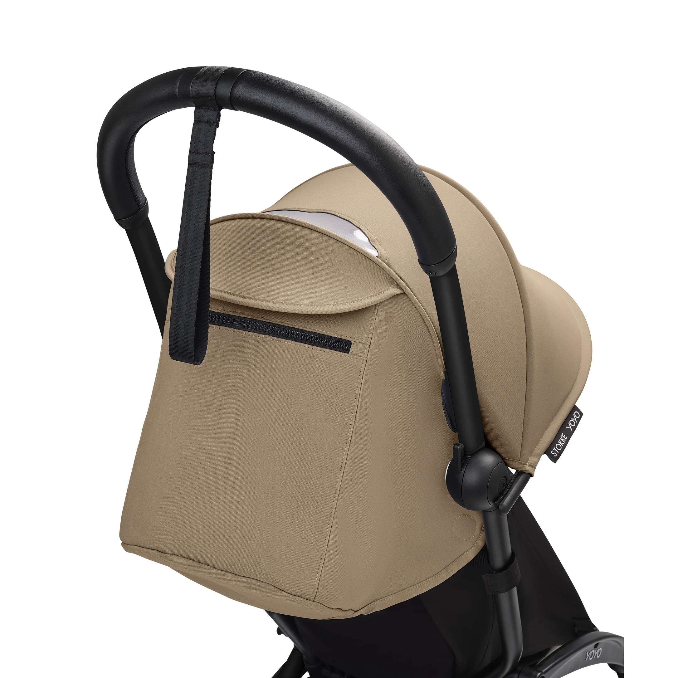 Коляска прогулянкова Stokke YOYO Shell Black, темно-бежева капюшон