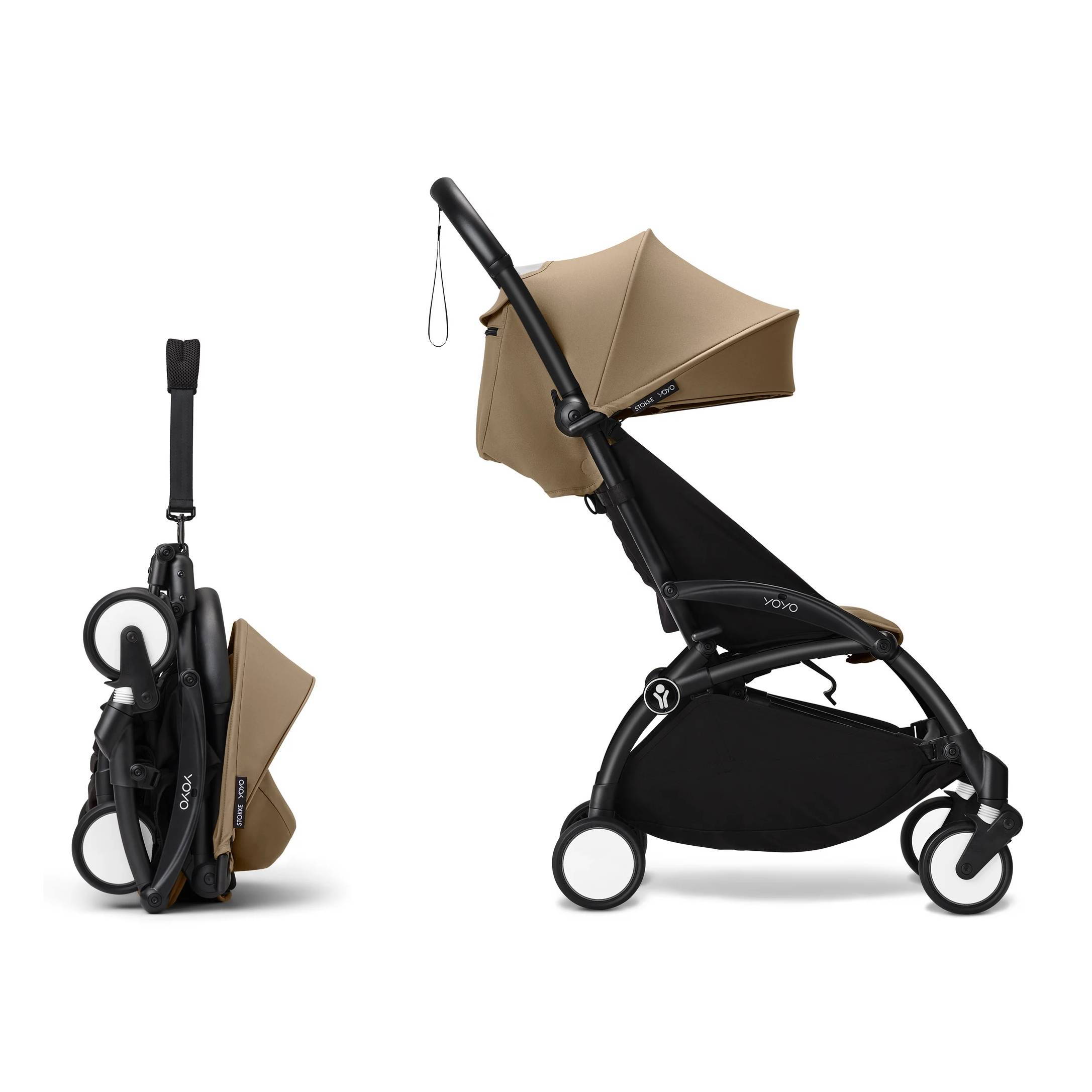 Коляска прогулянкова Stokke YOYO Shell Black, темно-бежева складання