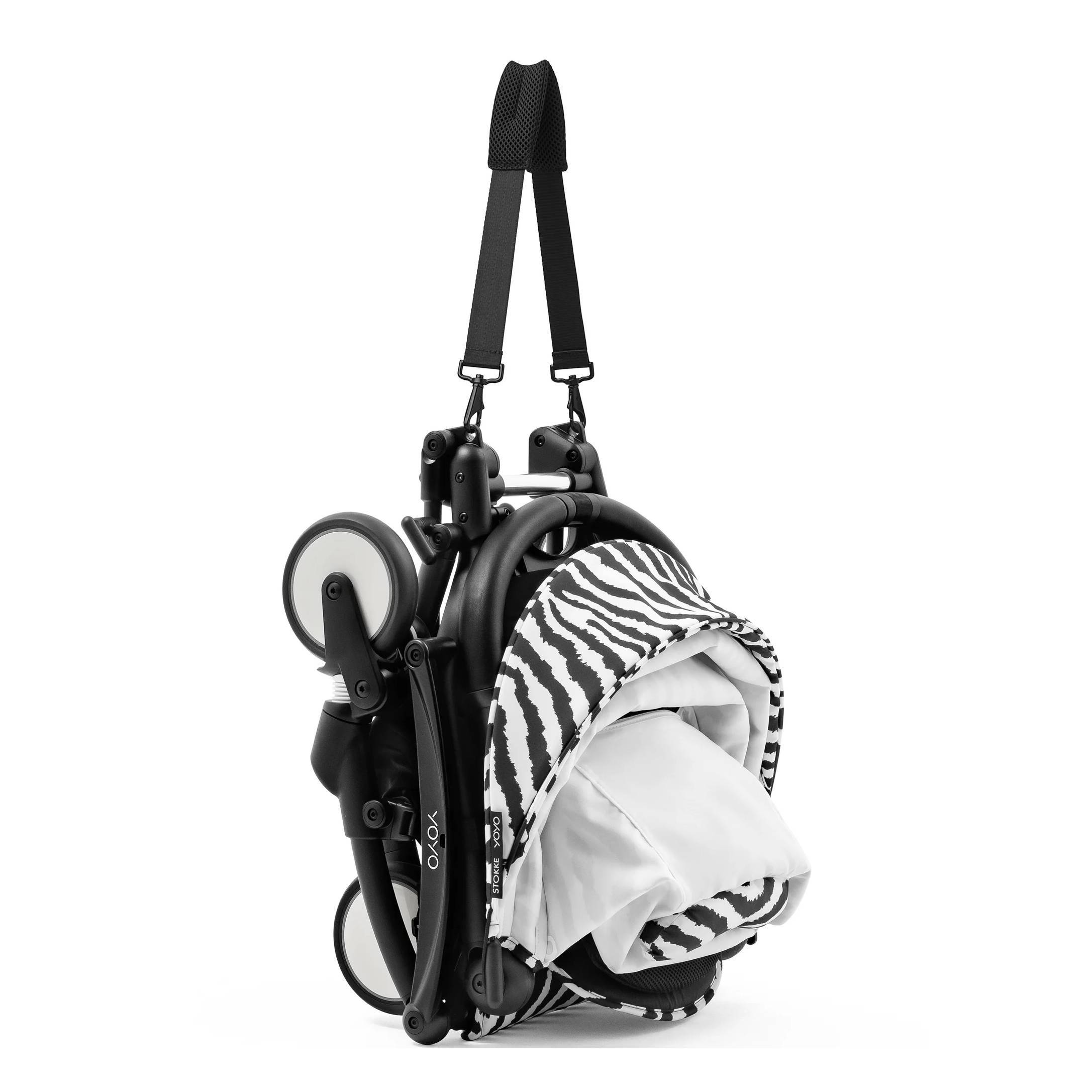 Коляска прогулянкова Stokke YOYO WILD Shell Black, чорно-біла складена|