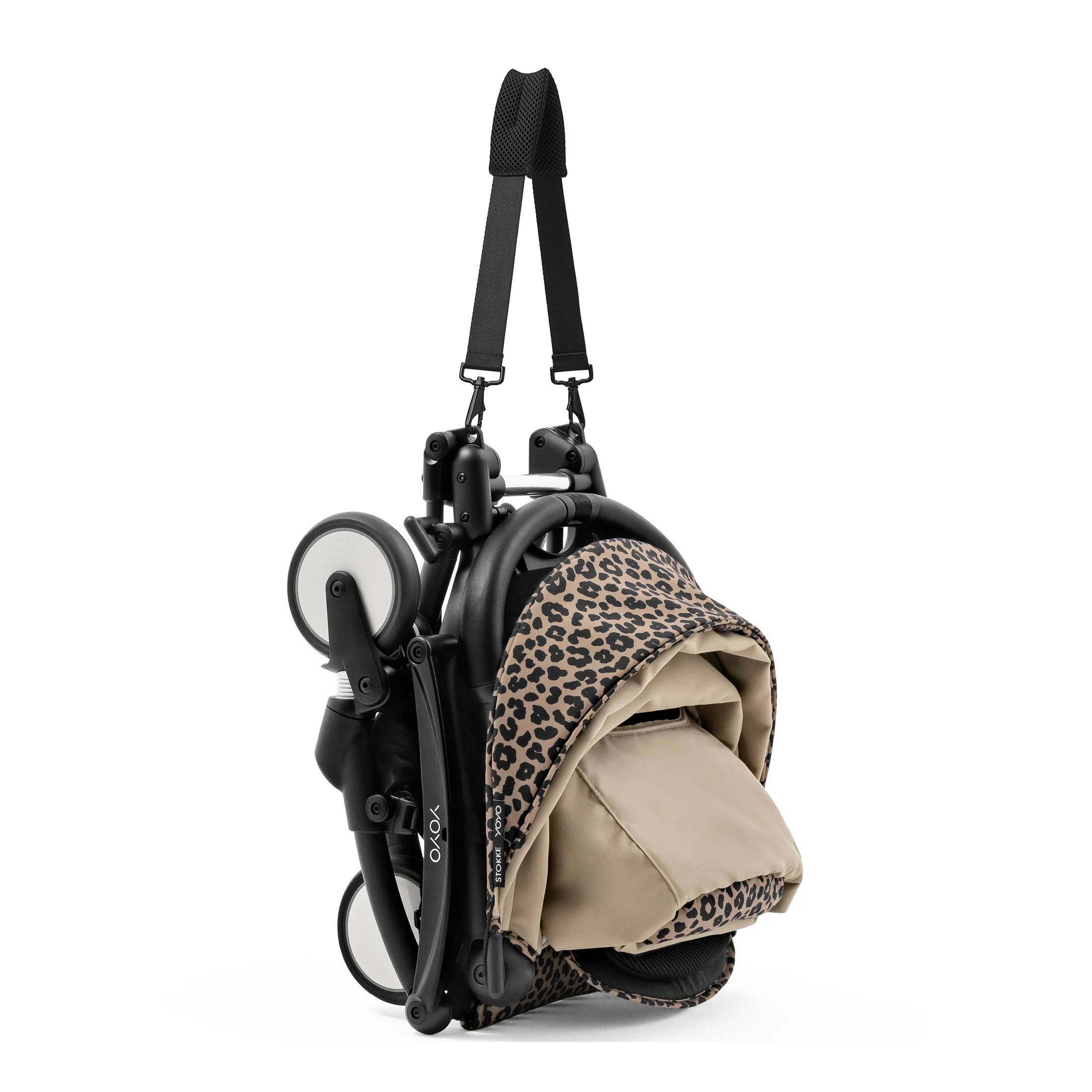 Коляска прогулянкова Stokke YOYO WILD Shell Black, леопард складання