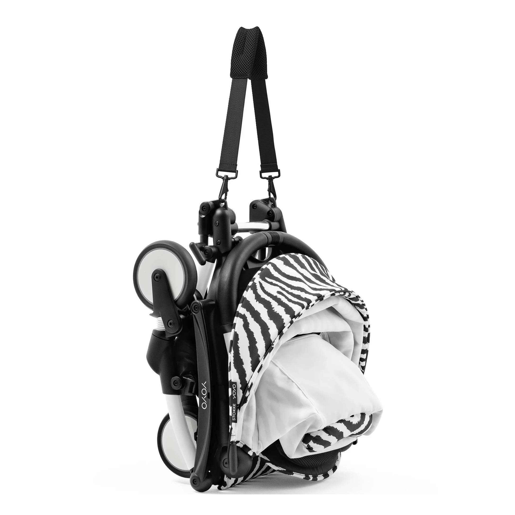 Коляска прогулянкова Stokke YOYO WILD Shell White, чорно-біла складена|