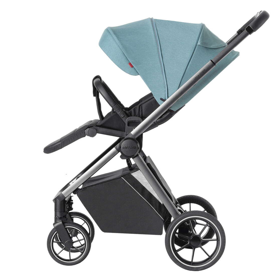 Коляска Ultra Carrello блакитного кольору, вигляд збоку під іншим кутом 