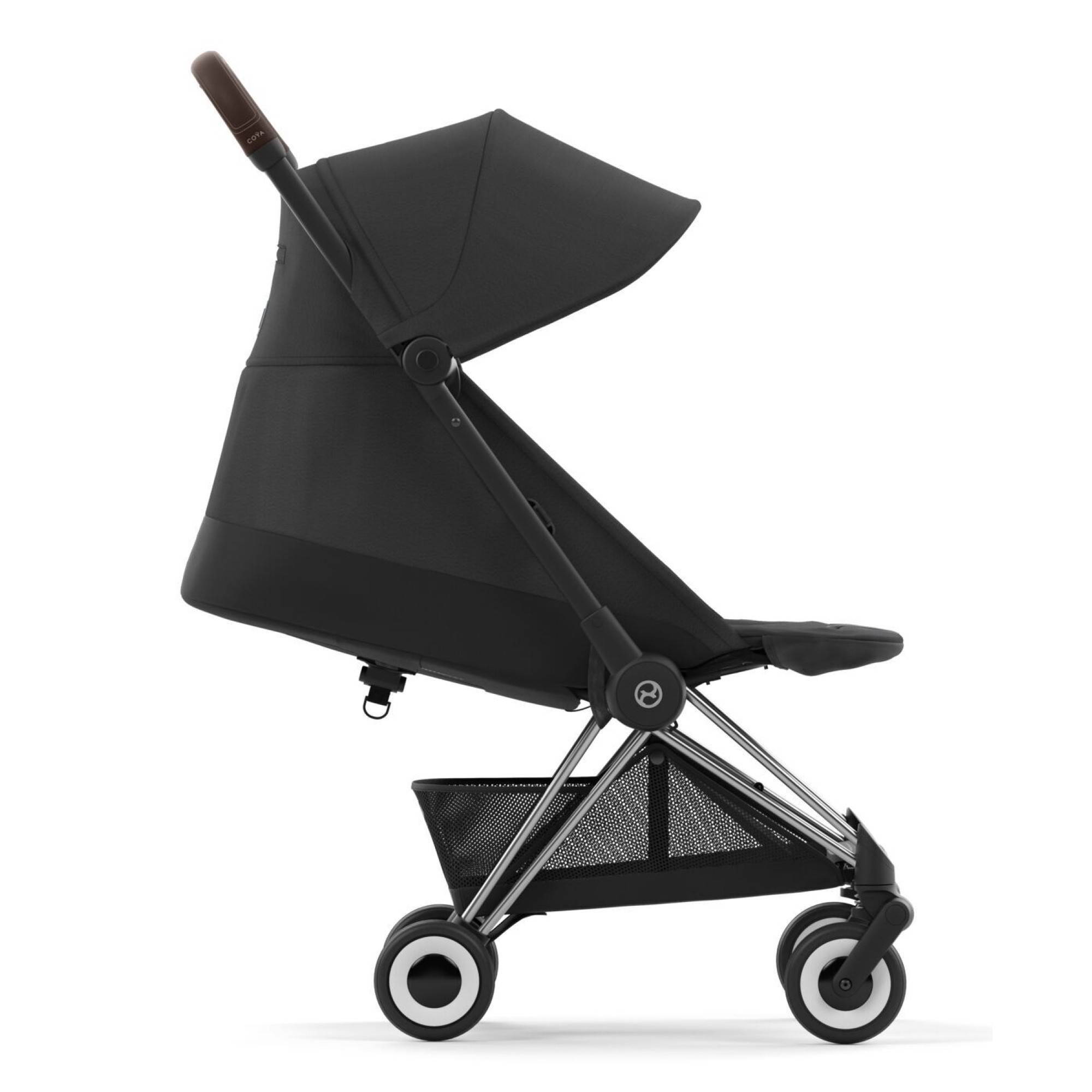 Коляска прогулянкова Cybex Coya Chrome, чорна бік лежачи