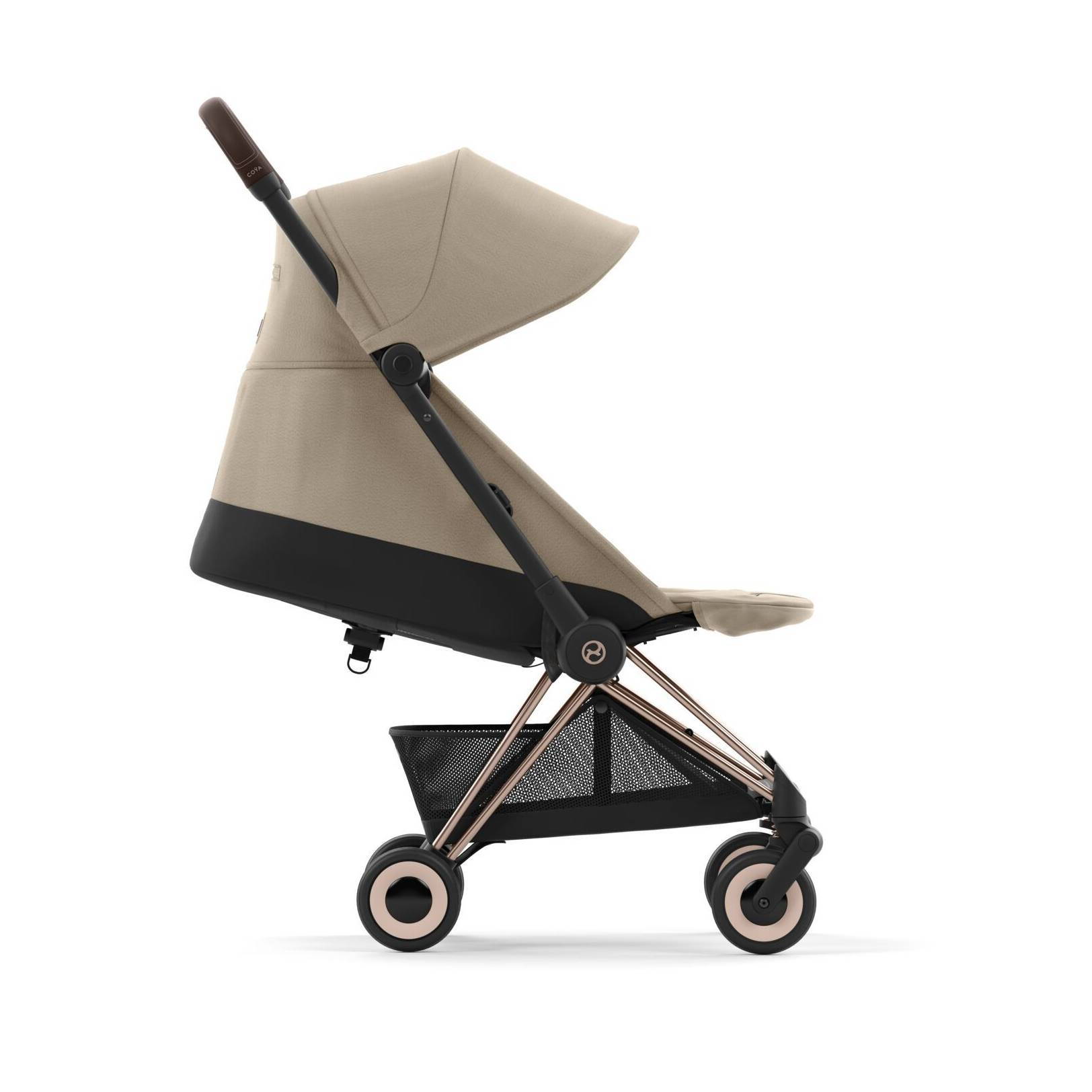 Коляска прогулянкова Cybex Coya Rose Gold, бежева бік