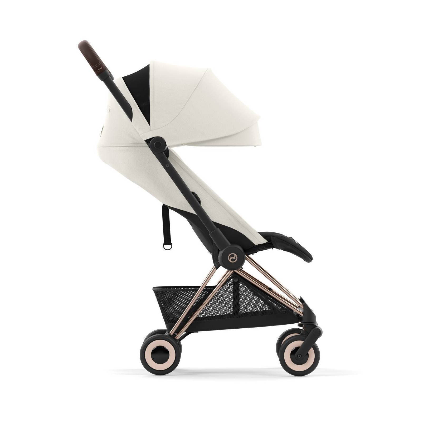 Коляска прогулянкова Cybex Coya Rose Gold, біла бік сітка