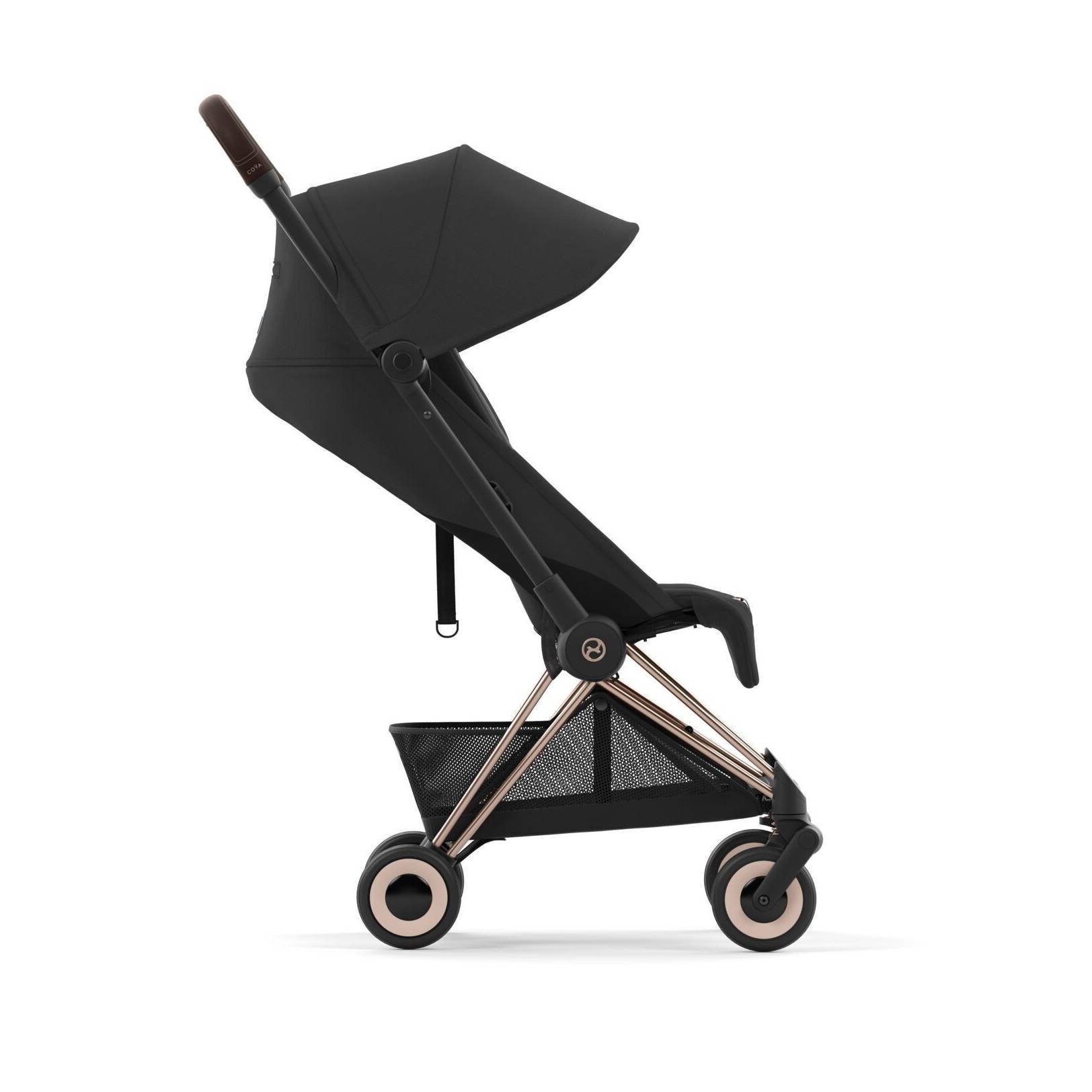 Коляска прогулянкова Cybex Coya Rose Gold, чорна лежачи