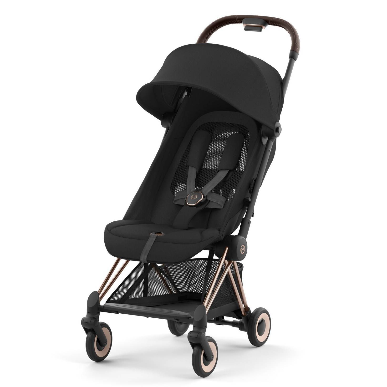 Коляска прогулянкова Cybex Coya Rose Gold, чорна сітка