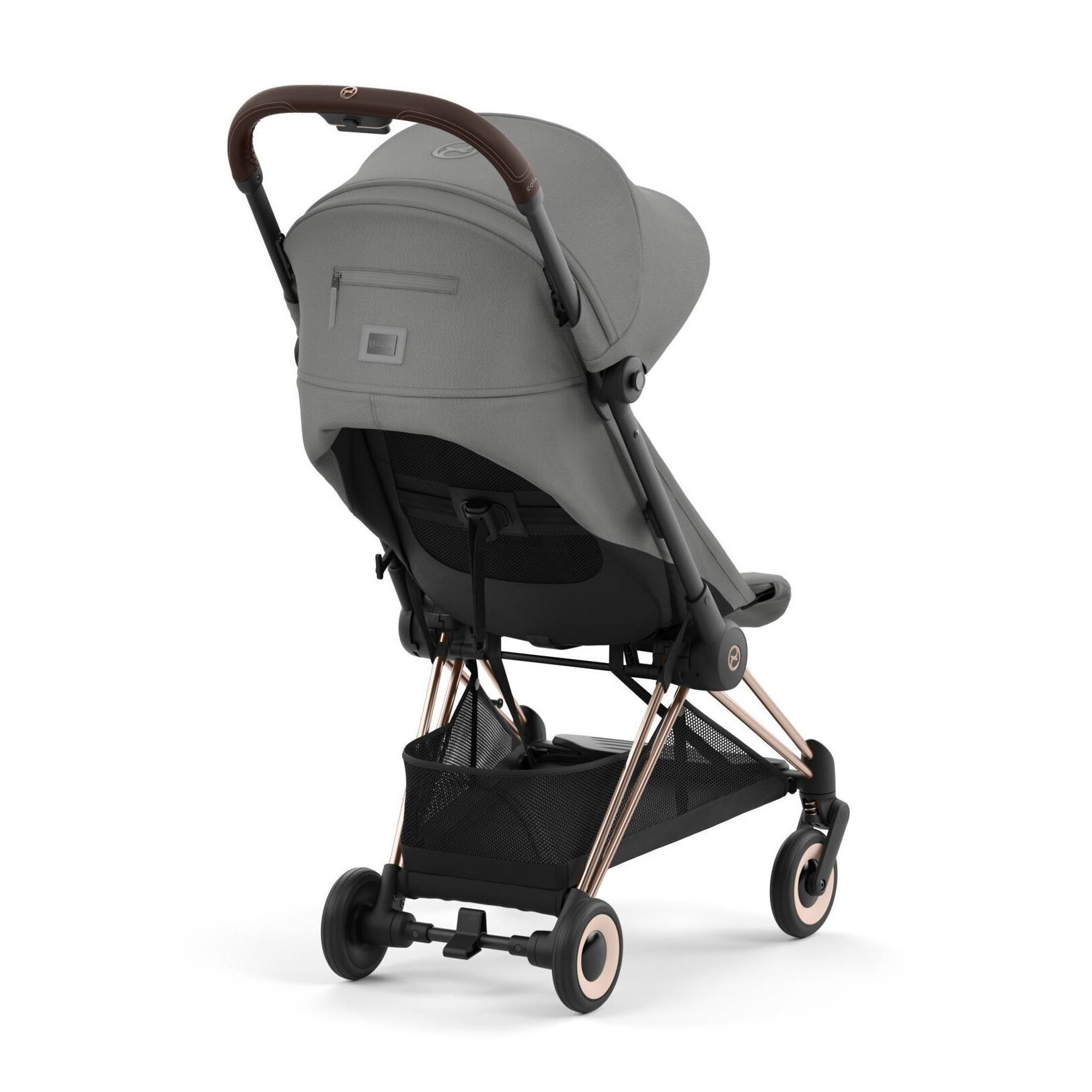 Коляска прогулянкова Cybex Coya Rose Gold, сіра капюшон