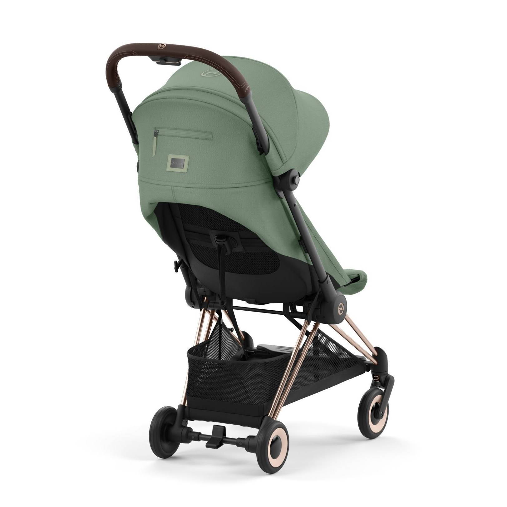 Коляска прогулянкова Cybex Coya Rose Gold, зелена капюшон