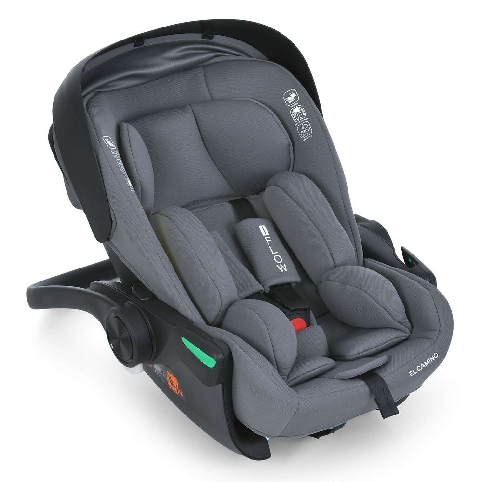 Автокрісло i-FLOW ME 1198 El Camino сіре для новонароджених групи 0+ з ергономічною ручкою
