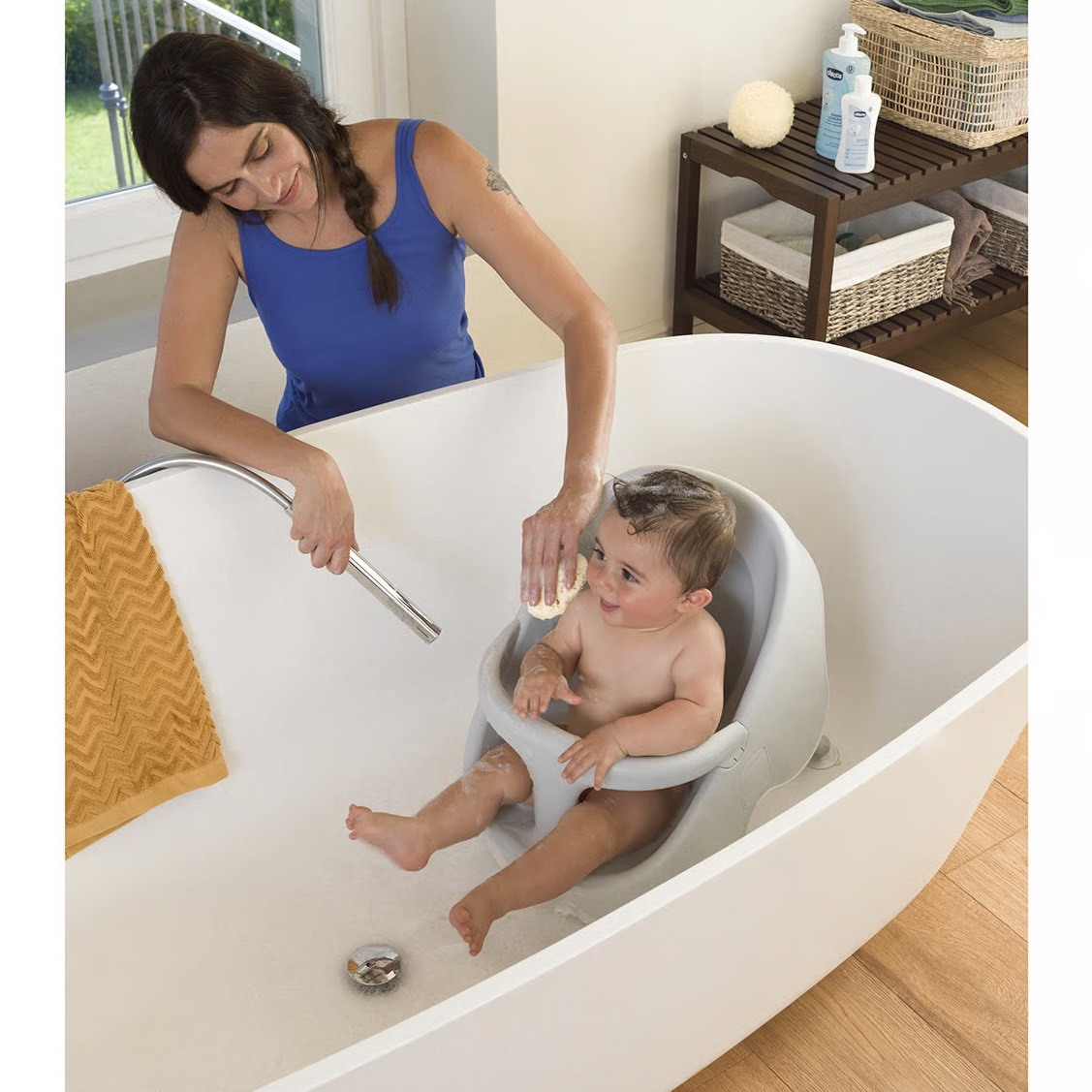 Стільчик для купання Bubble Nest Chicco, сірий душ