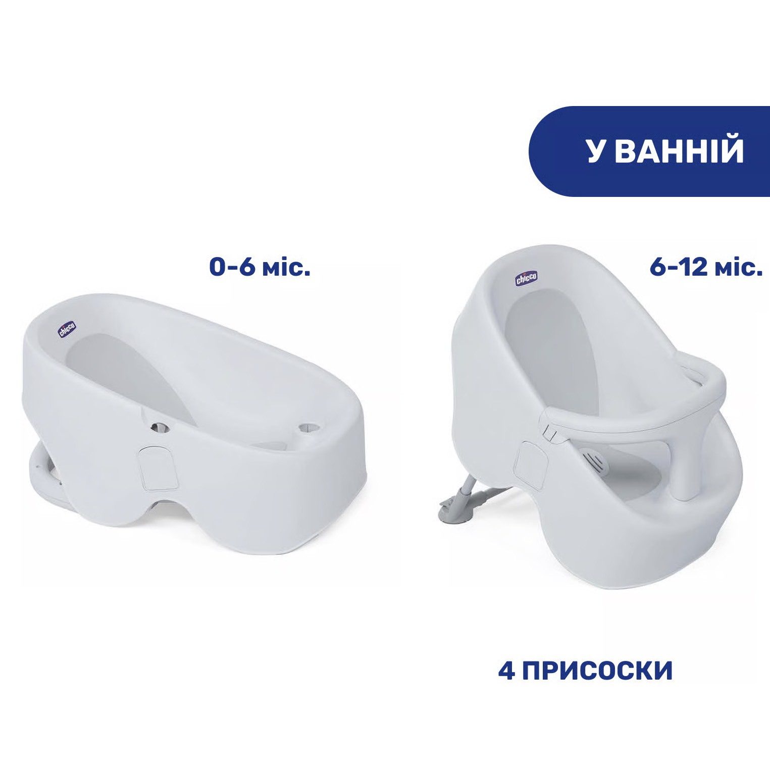 Стільчик для купання Bubble Nest Chicco, сірий присоски
