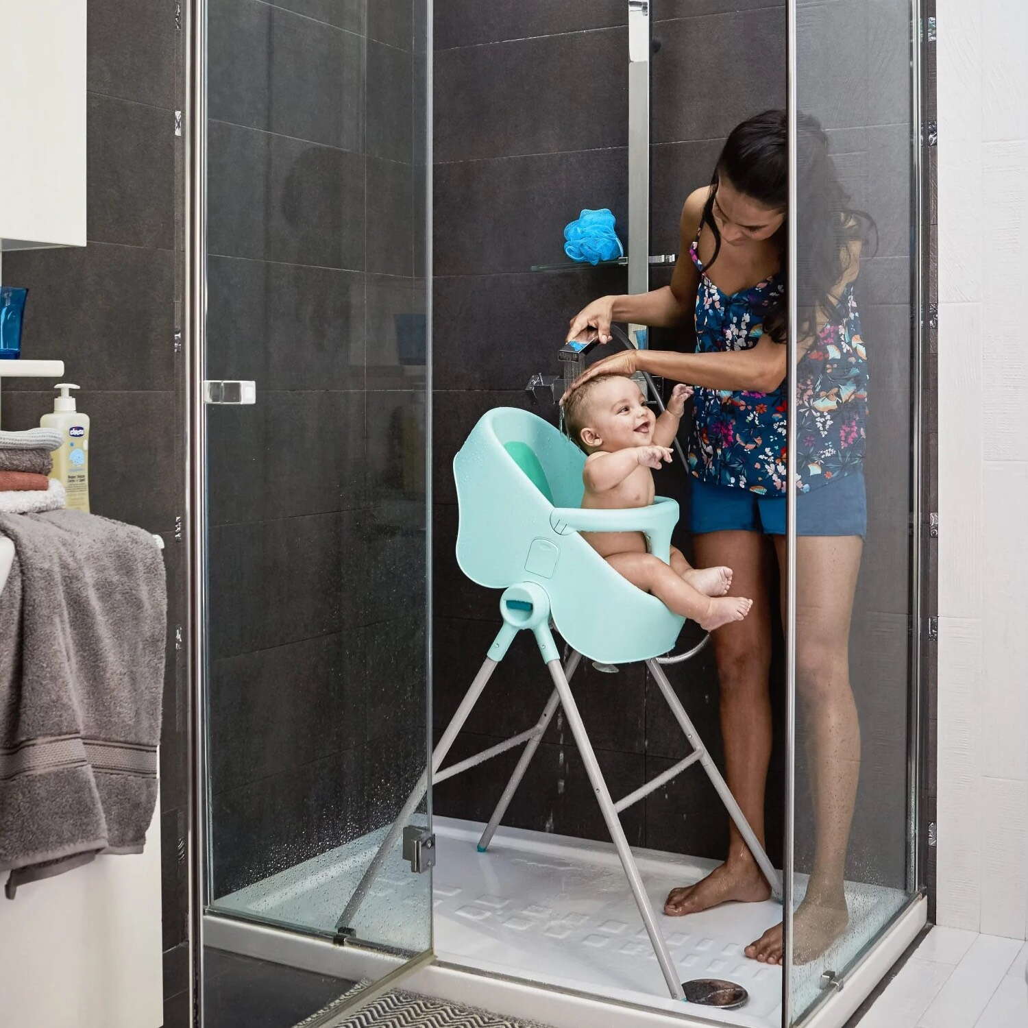 Стільчик для купання Bubble Nest Chicco, сірий бірюза