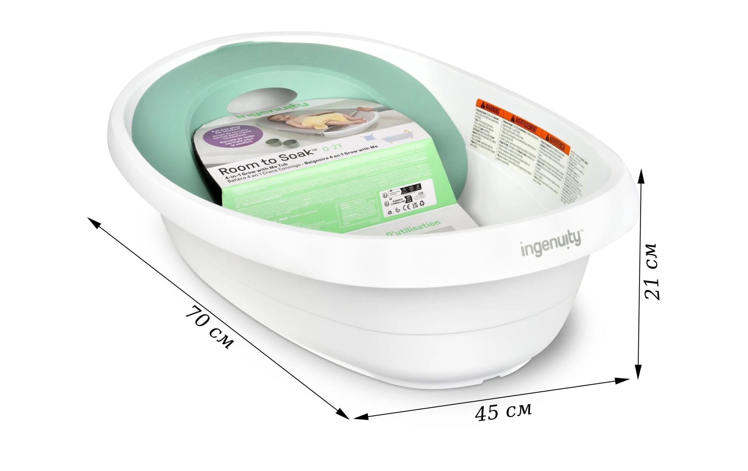 Ванночка 4 в 1 Room to Soak Ingenuity, біла схема