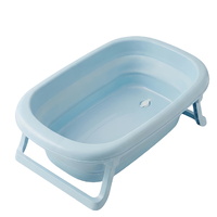 Складная детская ванночка Bathtub с термометром Tega, голубая