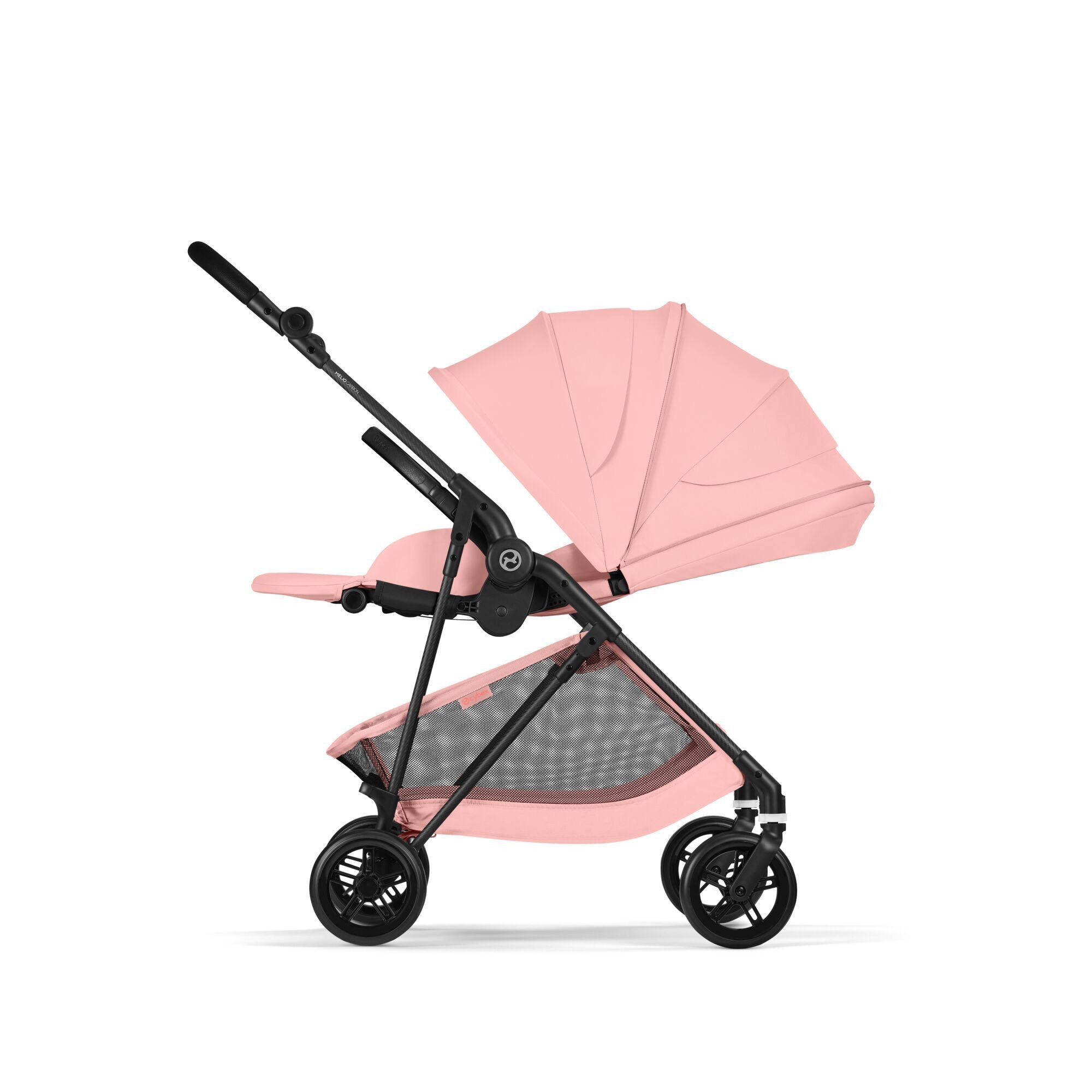 Коляска прогулянкова Cybex Melio Carbon, рожева колеса сітка
