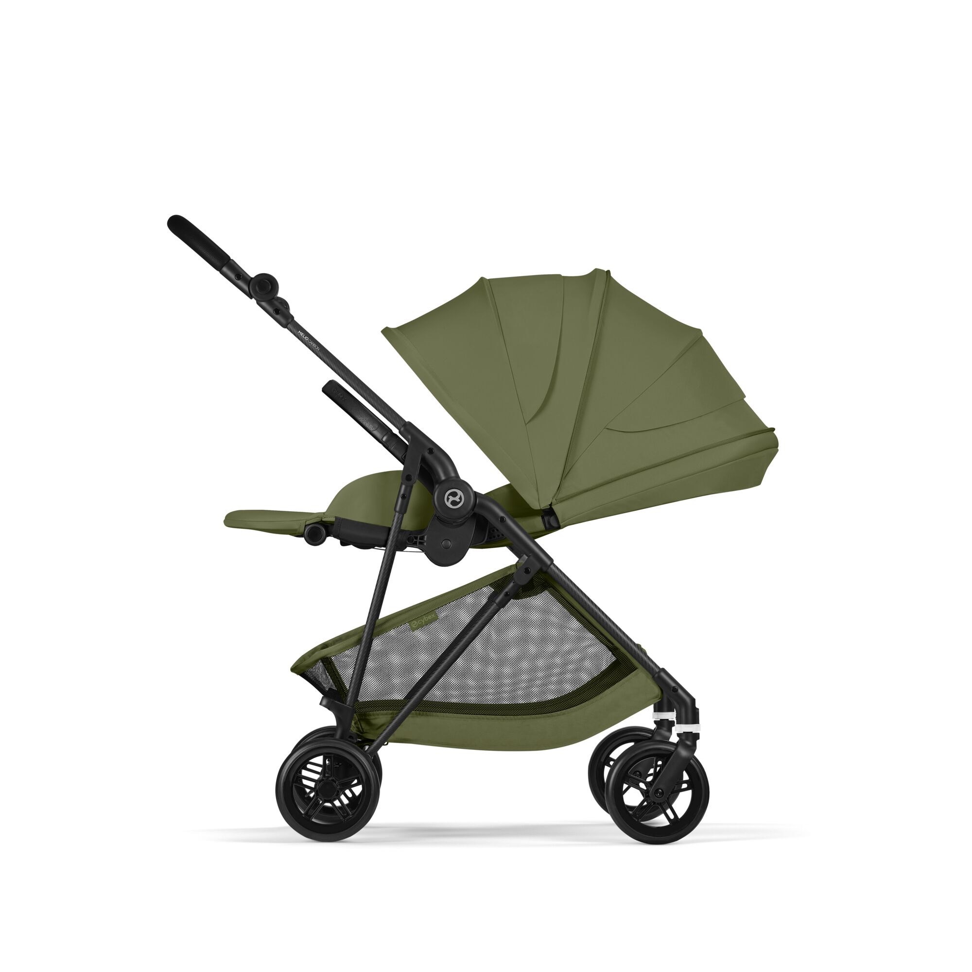 Коляска прогулянкова Cybex Melio Carbon, зелена розкладена