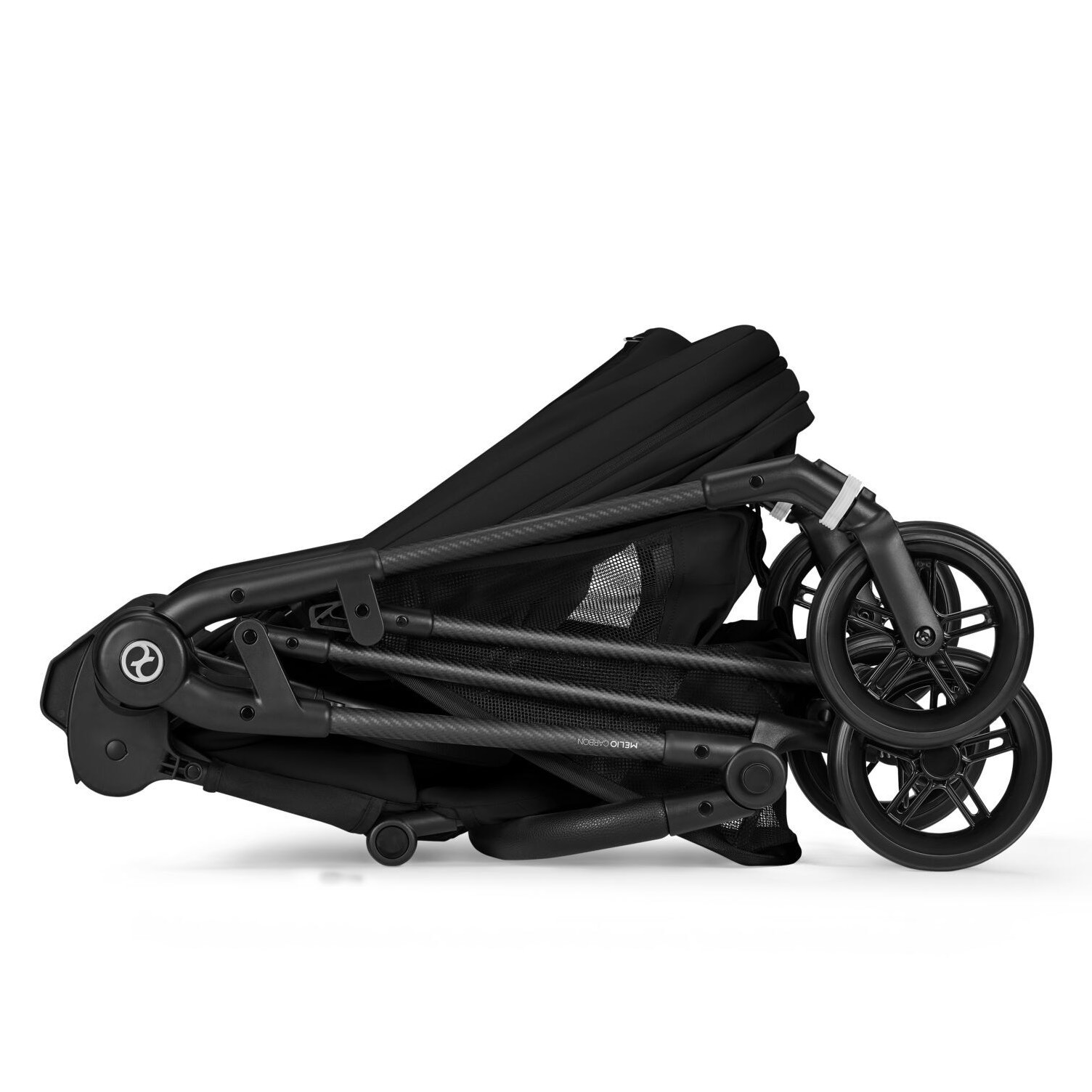 Коляска прогулянкова Cybex Melio Carbon, чорна складена